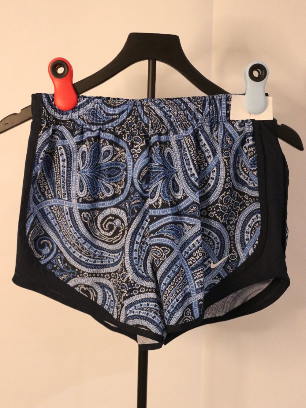 Women's Nike Dri-Fit Running Shorts Blue Paisley Print Sz S